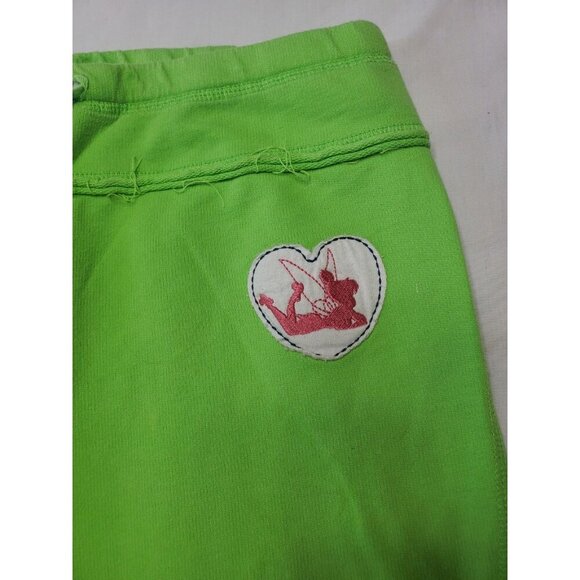 Disney Pants Womens Capris Size Small Green Tinkerbell 90's Y2K Patches Colorful - Picture 5 of 10